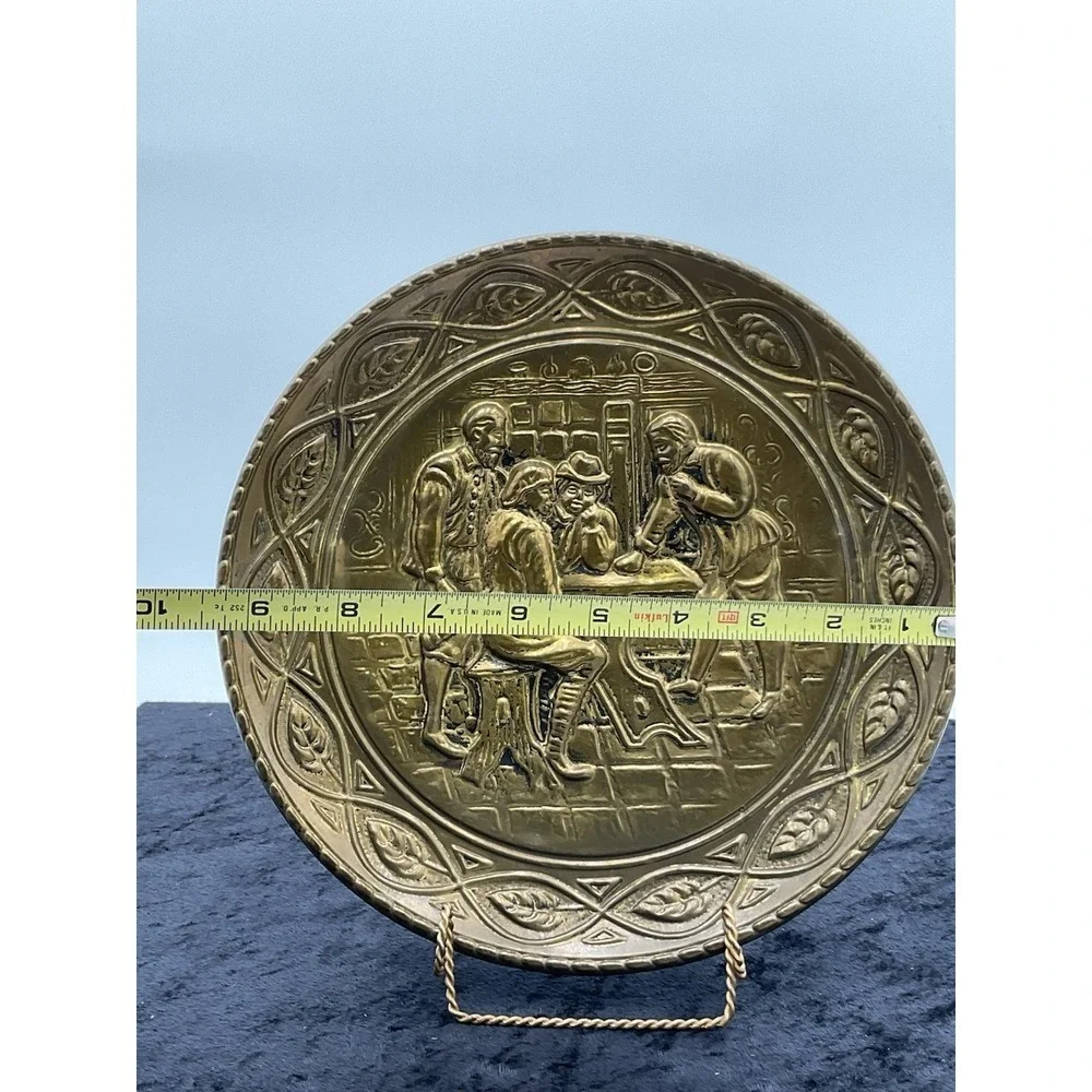 Brass English Pub Embossed Wall Hanging/Plates— Vintage 9.5